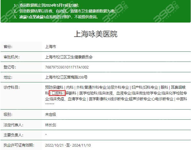 上海咏美医院口腔科