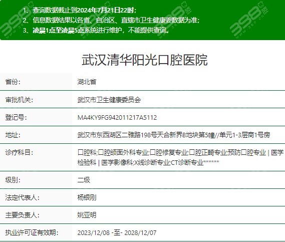 武汉清华阳光口腔医院资质