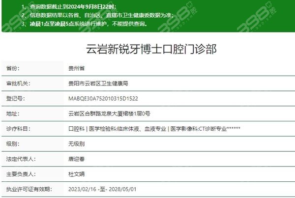 贵州新锐牙博士口腔资质