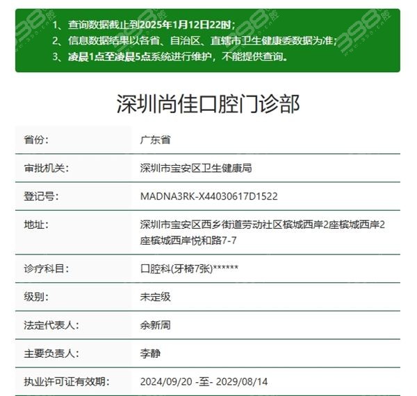 深圳尚佳口腔资质