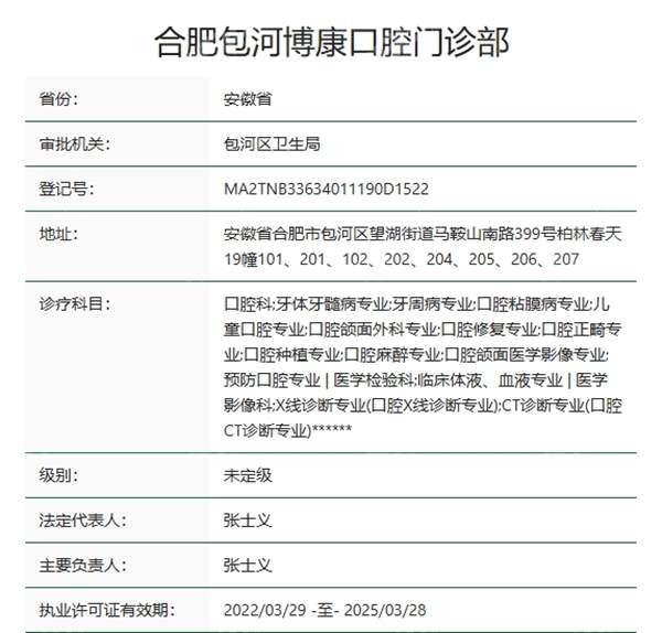 合肥博康口腔资质