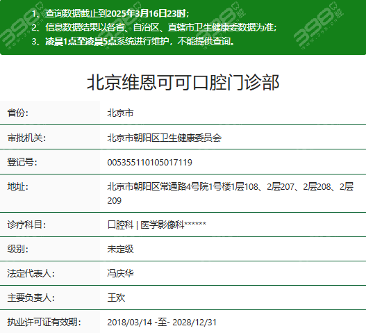 北京维恩口腔常营分院资质