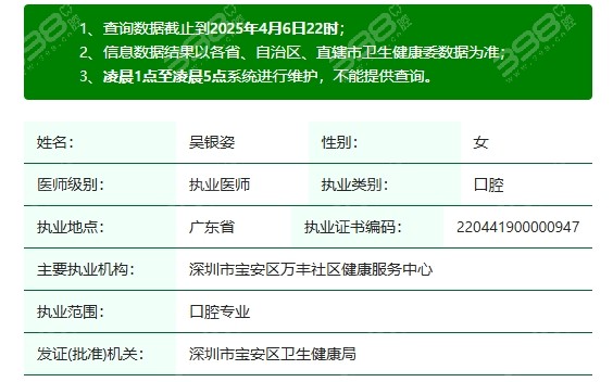 吴银姿医生正规资质