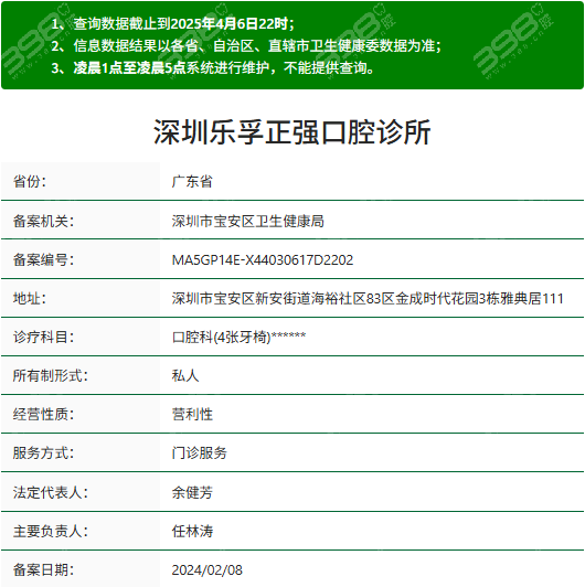 深圳乐孚正强口腔资质