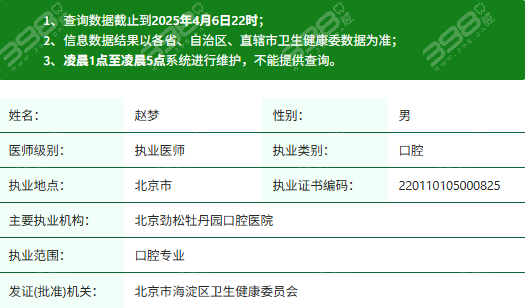 赵梦医生执业资质