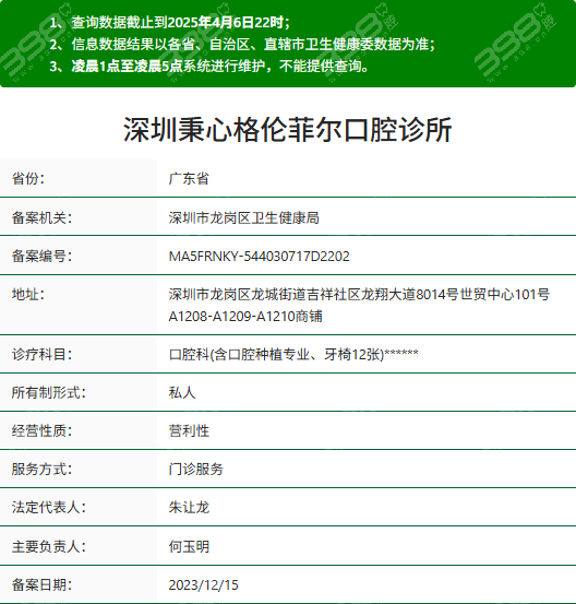 深圳秉心格伦菲尔口腔资质